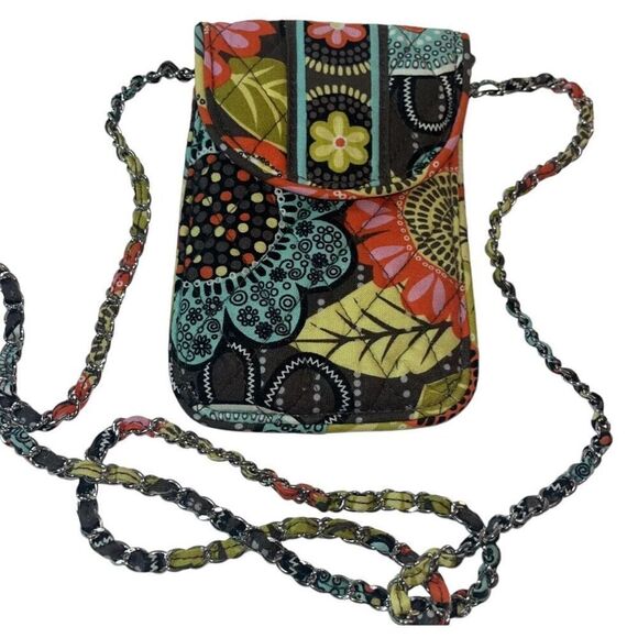 Beautiful VERA BRADLEY Flower Shower Smartphone Chain Strap Pouch Crossbody Purs - Picture 1 of 15